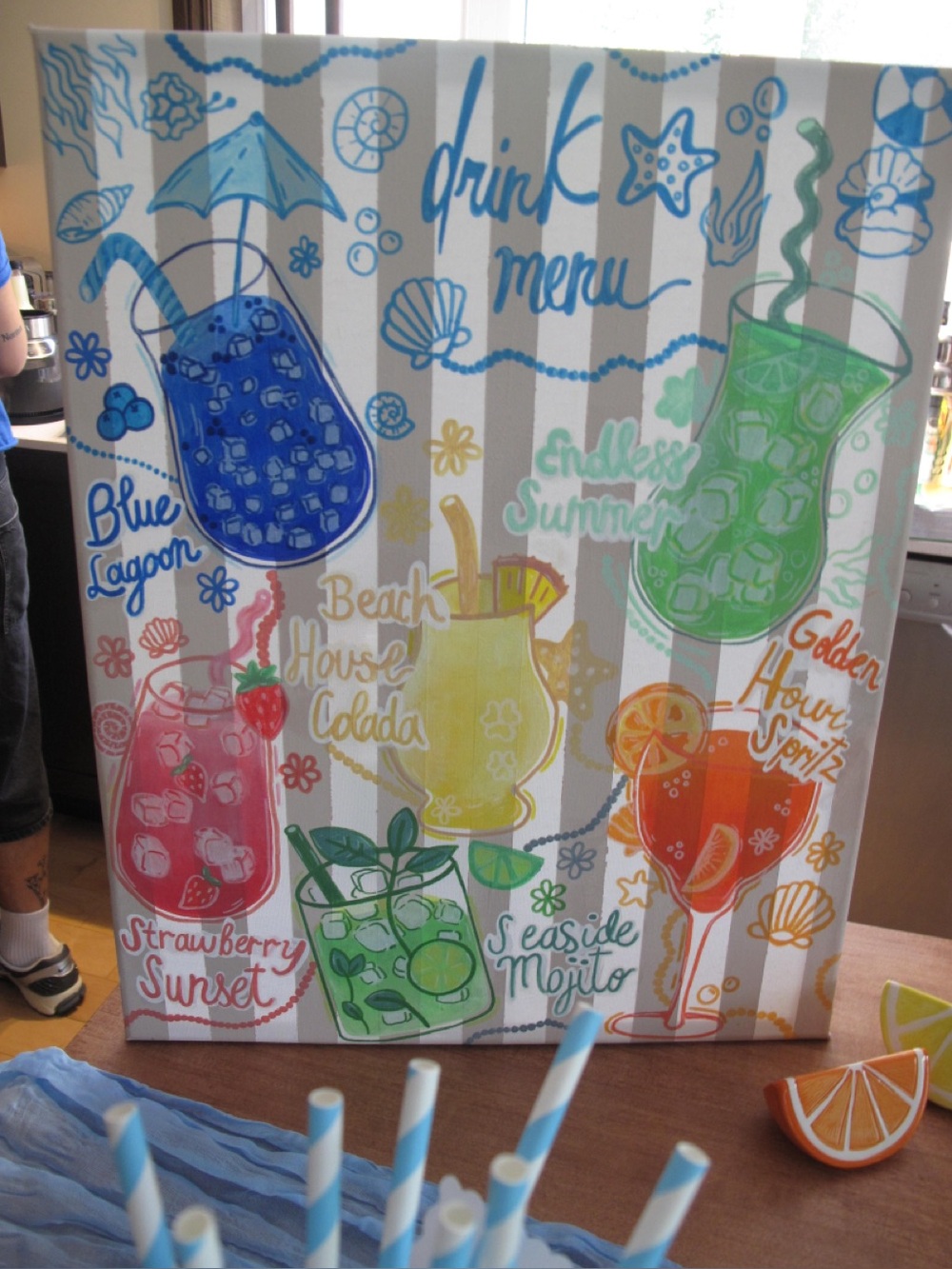 Hand Painted Drink Menu Painting